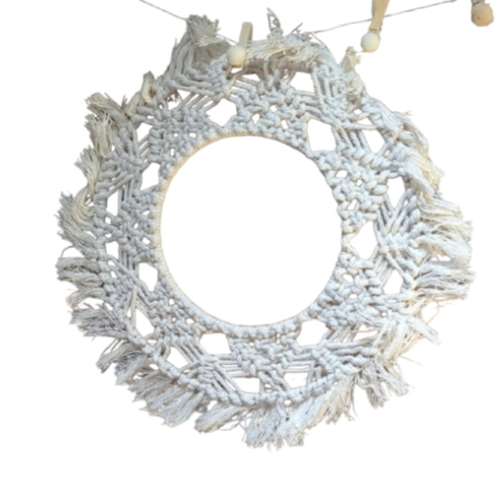 Handmade Macramé Wall Hanging Wreath  Boho Fringe Decor